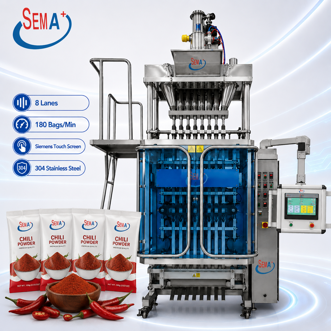 Industrial Automatic Powder Sachet Packaging Machine With Multi Lane Filling And Sealing System Industrial Automatic Powder Sachet Packaging Machine With Multi Lane Filling And Sealing System