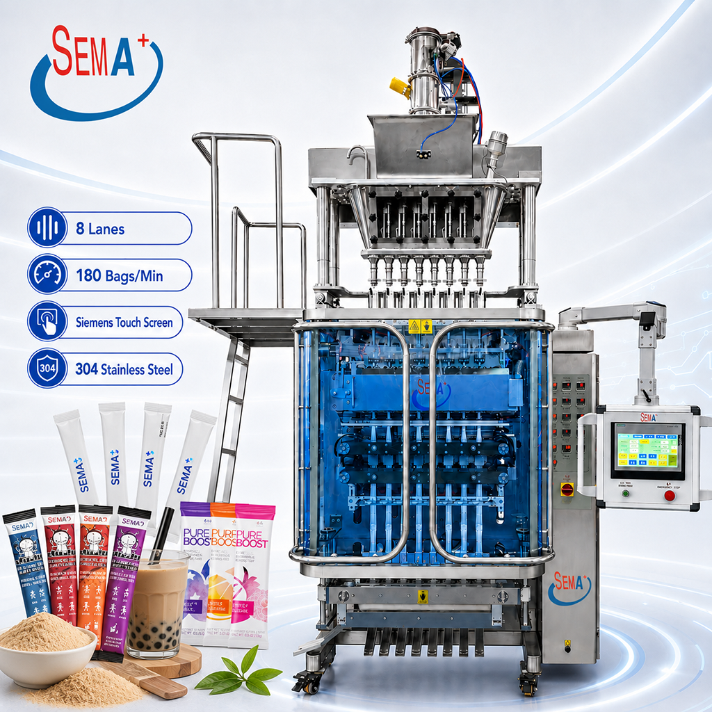 High Efficiency Powder Sachet Packing Machine With PLC Touch Screen Control For Factory Production High Efficiency Powder Sachet Packing Machine With PLC Touch Screen Control For Factory Production