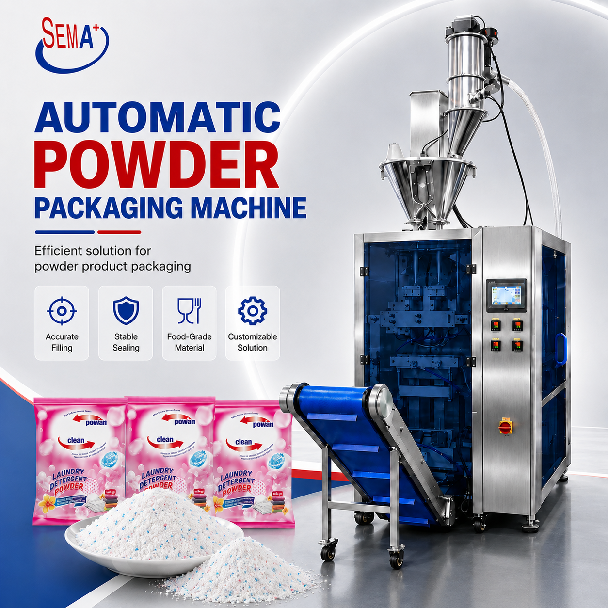 Automatic Powder Pouch Bag Packing Machine with Auger Filling System for Food and Pharmaceutical Powder