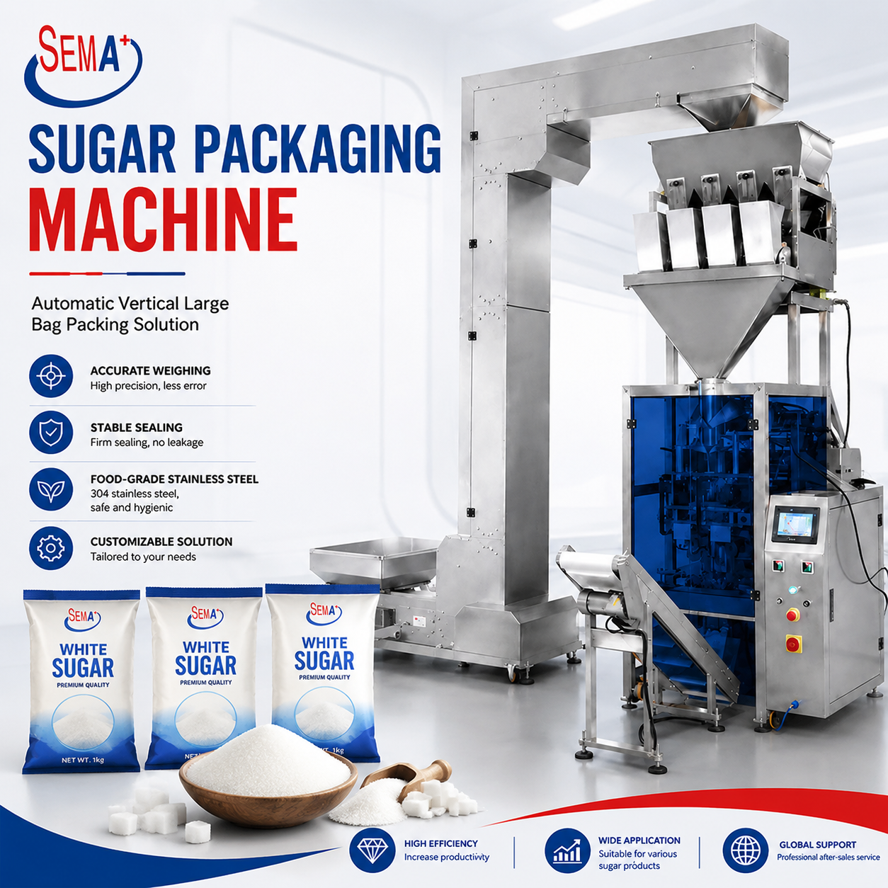 Automatic Granule Pouch Bag Packing Machine VFFS Vertical Form Fill Seal Machine for Food Packaging