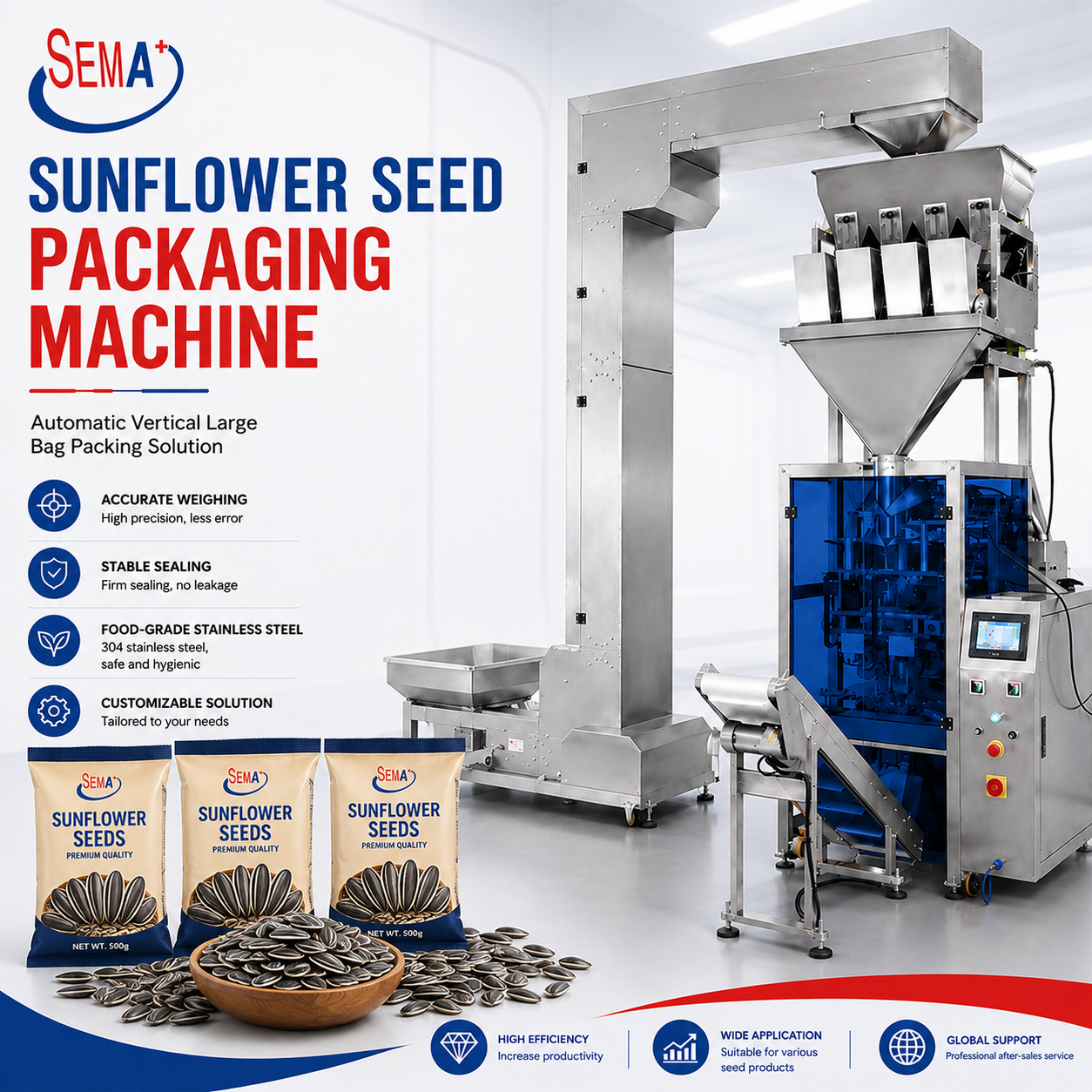 High Speed Granule Pouch Bag Packing Machine Automatic VFFS Packaging Machine with Weighing System High Speed Granule Pouch Bag Packing Machine Automatic VFFS Packaging Machine with Weighing System