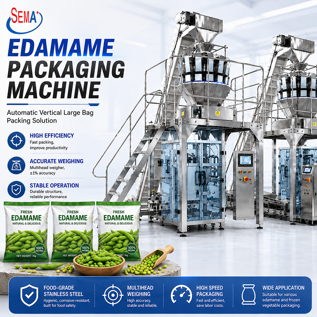 Industrial Automatic Pouch Bag Packing Machine for Bean Sprout Vegetable Granule Food Packaging Production Line