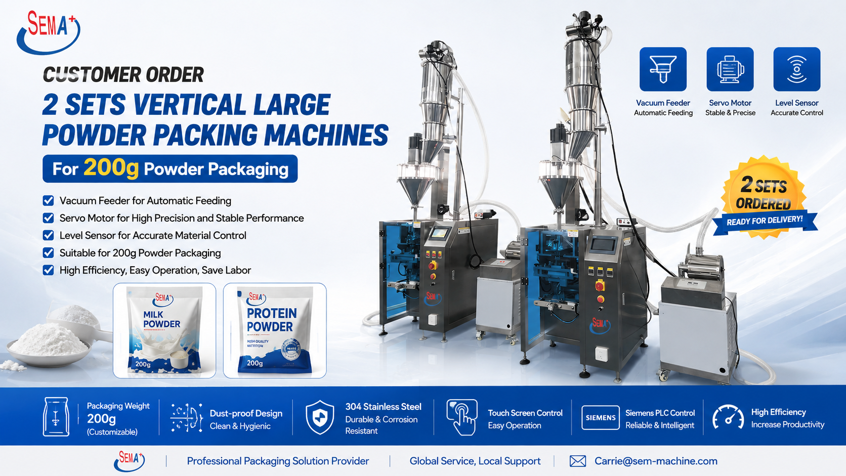 Looking for an Efficient 200g Powder Packing Machine with Automatic Feeding and Servo Control?