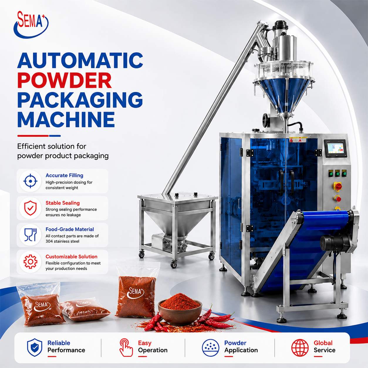 Automatic Powder Pouch Bag Packing Machine VFFS Vertical Packaging Machine for Food Powder and Spice Automatic Powder Pouch Bag Packing Machine VFFS Vertical Packaging Machine for Food Powder and Spice