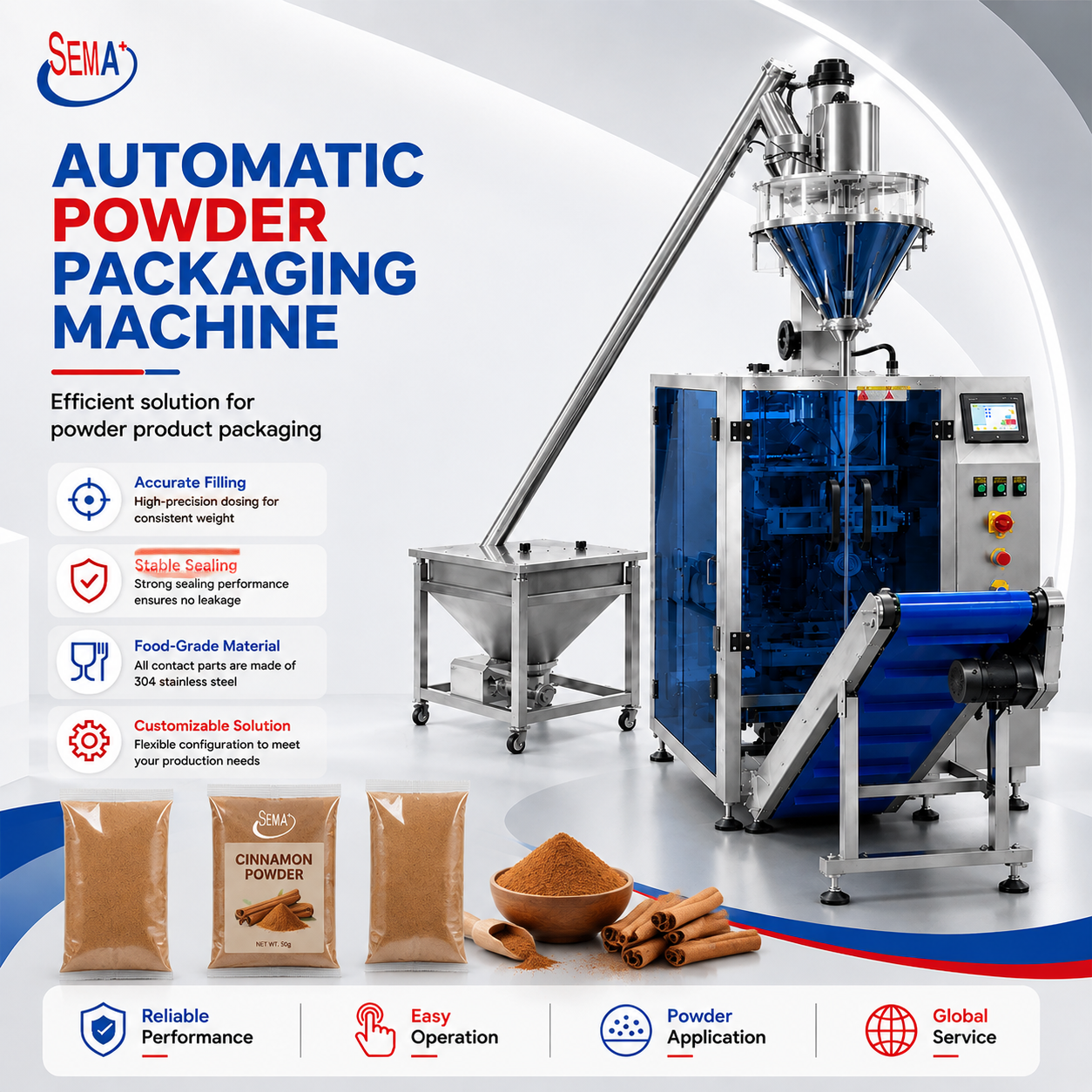 High Speed Powder Pouch Bag Packing Machine Automatic VFFS Packaging Machine for Coffee Flour Milk Powder