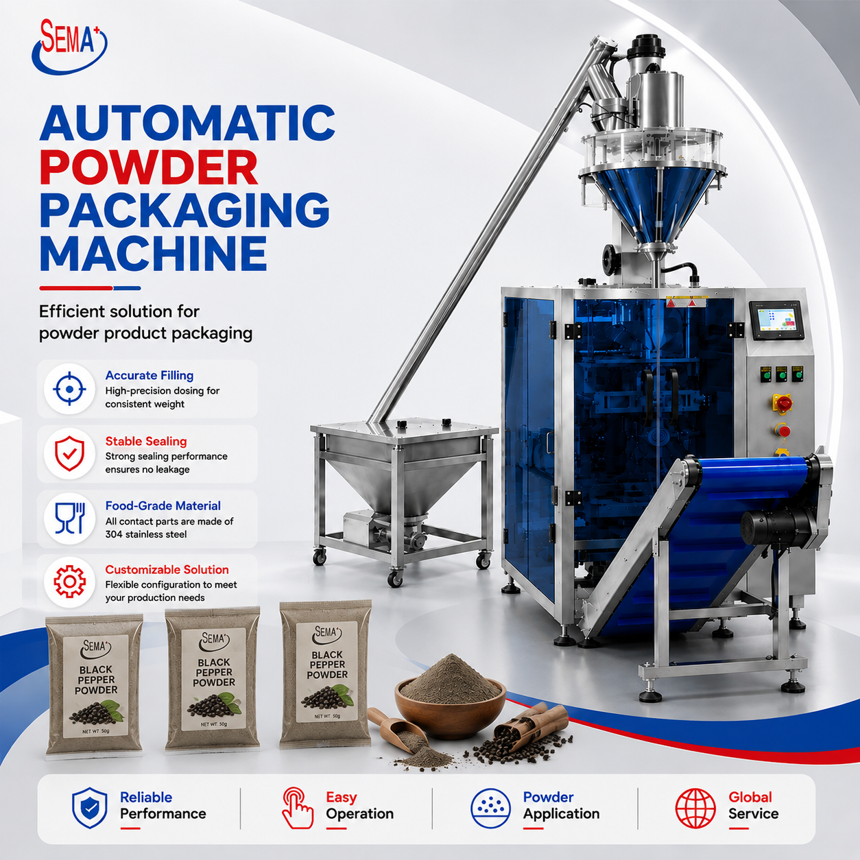 Industrial Automatic Powder Packing Machine VFFS Pouch Bag Filling Sealing Machine for Food Processing Industrial Automatic Powder Packing Machine VFFS Pouch Bag Filling Sealing Machine for Food Processing