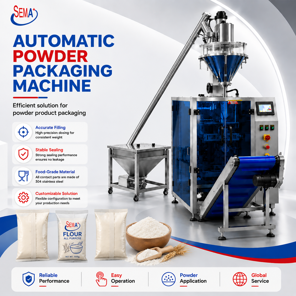 Automatic Powder VFFS Packing Machine with Auger Filler for Coffee Powder Spice Powder Sachet Packaging