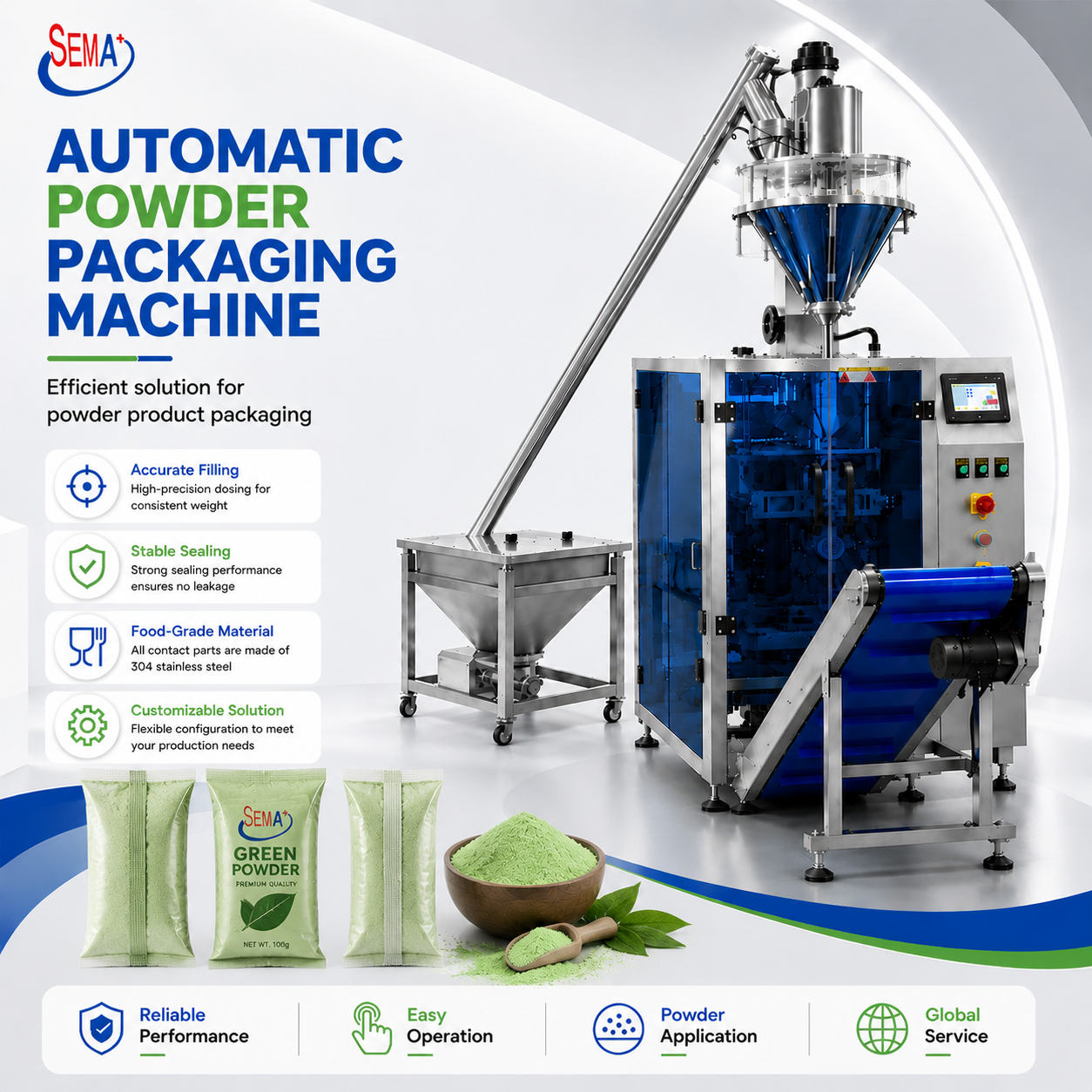 Commercial Powder Pouch Bag Packing Machine Automatic Vertical Form Fill Seal Machine for Food Industry