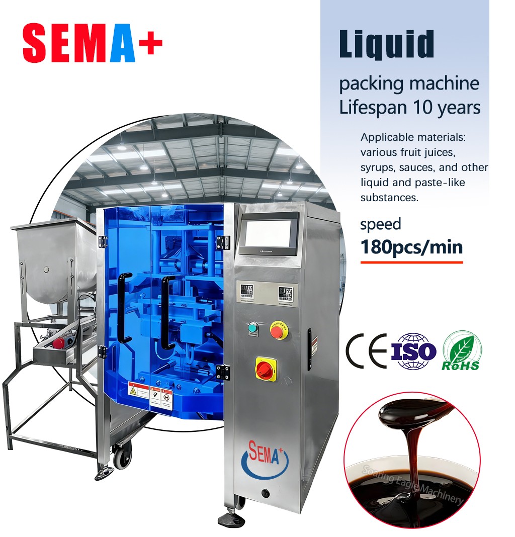SEMA+ Automatic VFFS Vertical Pouch Bag Packing Machine for Liquids Olive Oil Honey Beverages Ketchup SEMA+ Automatic VFFS Vertical Pouch Bag Packing Machine for Liquids Olive Oil Honey Beverages Ketchup