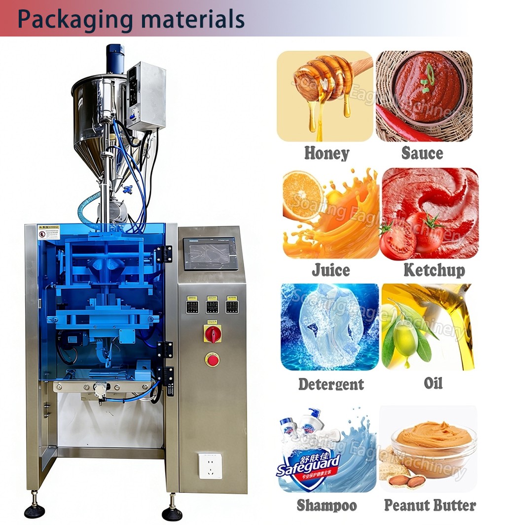SEMA+ Automatic VFFS Vertical Pouch Bag Packing Machine for Liquids Olive Oil Honey Beverages Ketchup SEMA+ Automatic VFFS Vertical Pouch Bag Packing Machine for Liquids Olive Oil Honey Beverages Ketchup