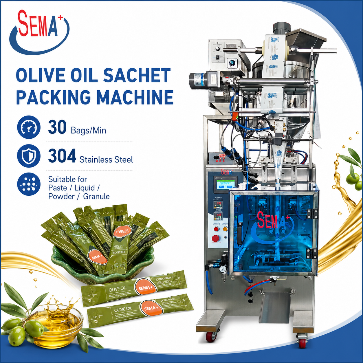 Automatic Olive Oil Sachet Packing Machine Liquid Stick Bag Filling Sealing Packaging Machine