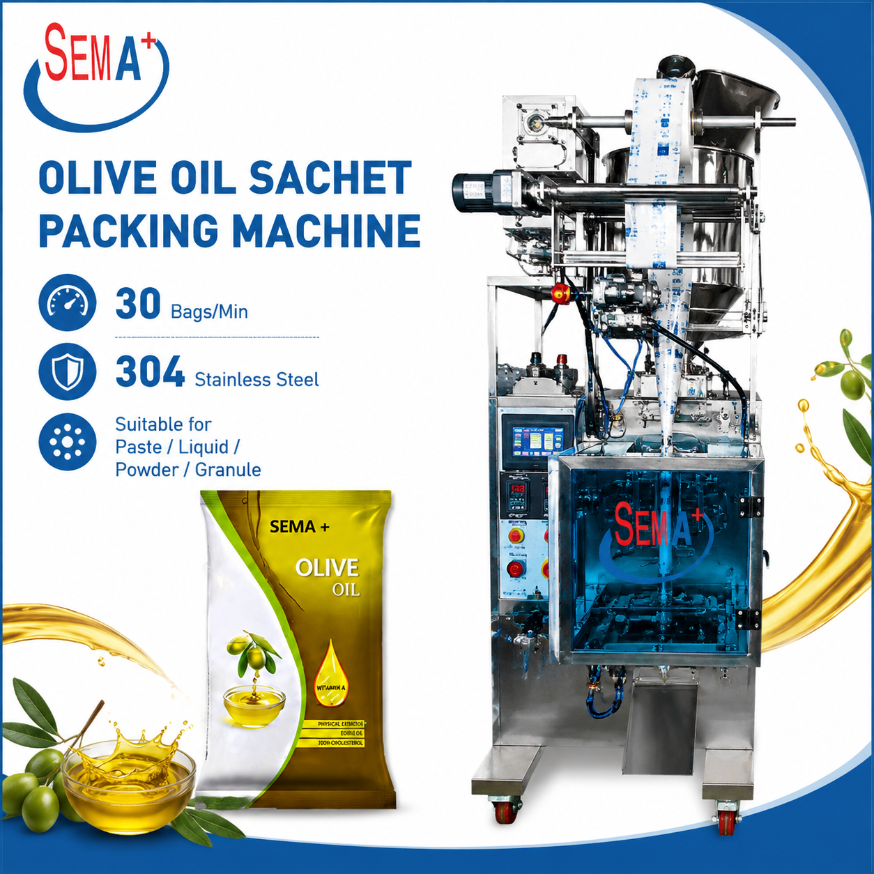 Olive Oil Sachet Packing Machine Automatic Liquid Pouch Stick Pack Filling Sealing Machine