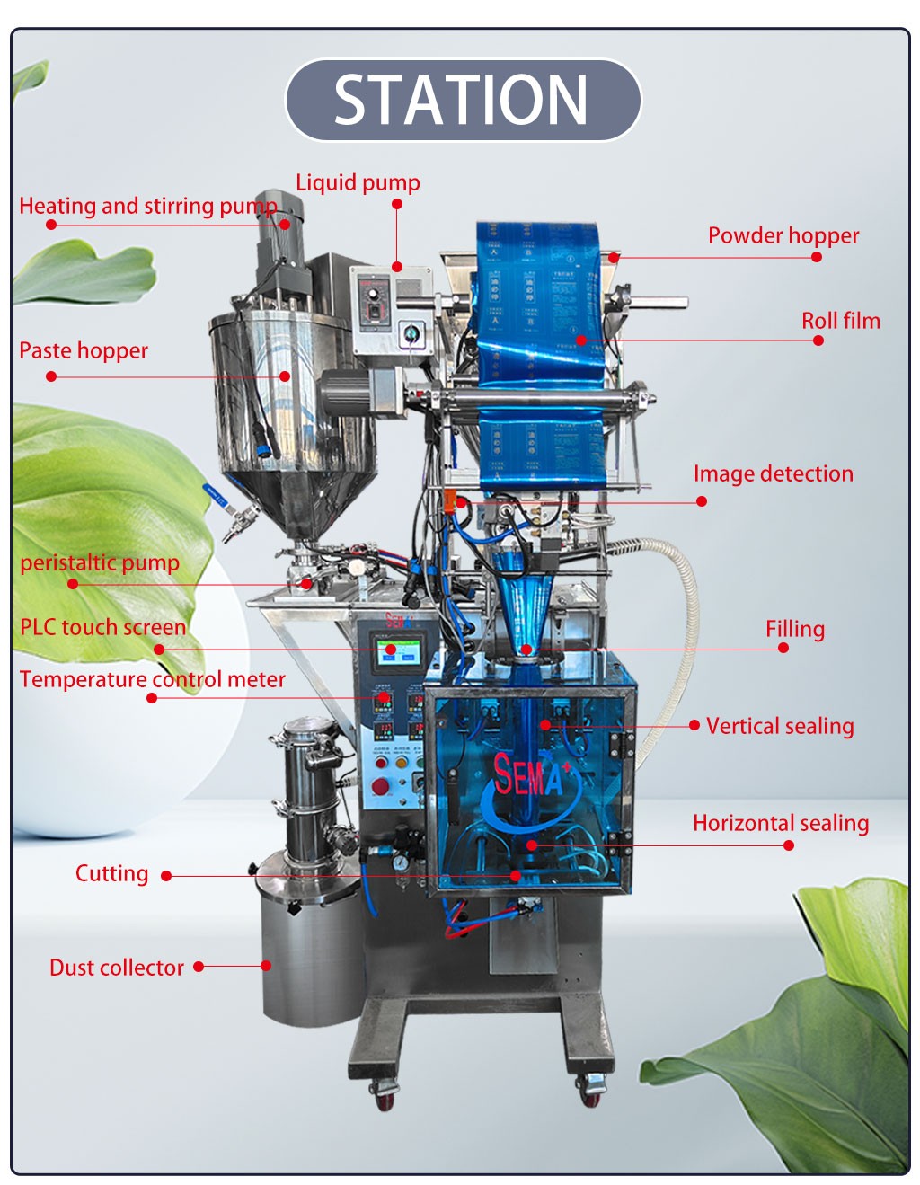 Powder and Paste Duble Pump Packaging Machine Forming Filling and Sealing Sachet Packing Machine Powder and Paste Duble Pump Packaging Machine Forming Filling and Sealing Sachet Packing Machine