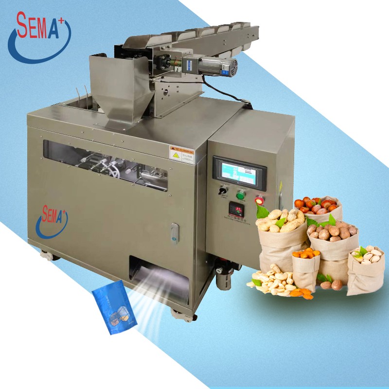 Full automatic flip bucket conveyor small pouch bag snack nut sachet packing machine