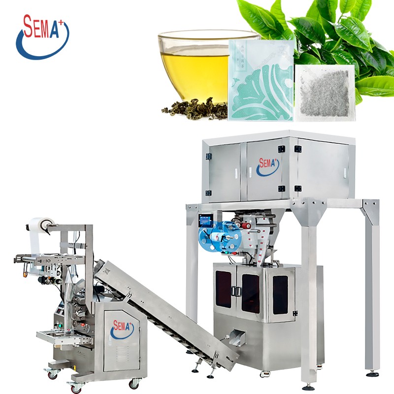 Vertical tea bag form fill seal machine vertical nylon triangle tea bag sugar bag sachet packaging machine with label
