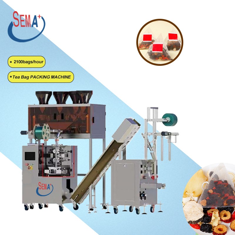 Non-woven Triangle shape tea bag packing machine with outer envelope for tea