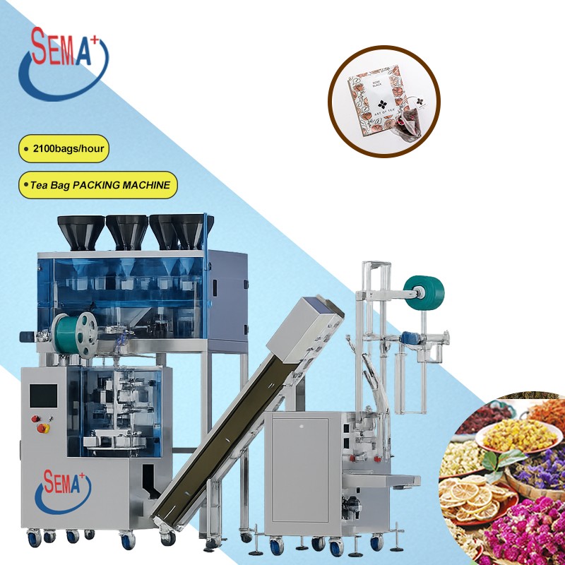 Automatic triangle 3 side seal tea bag packing machine for inner and outer bag