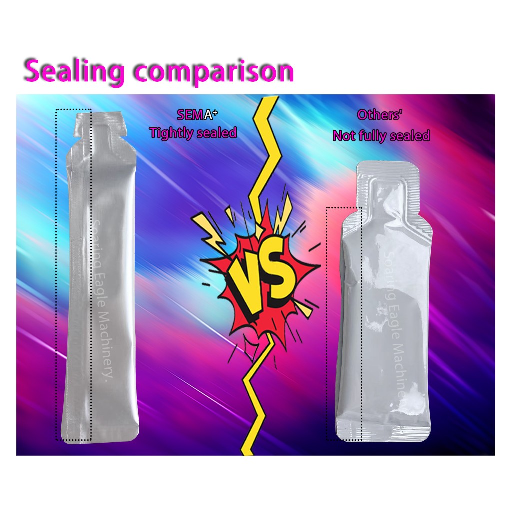 PLC control automatic honey olive oil fruit drinks liquid sachet filling packaging machine shaped stick gel bag