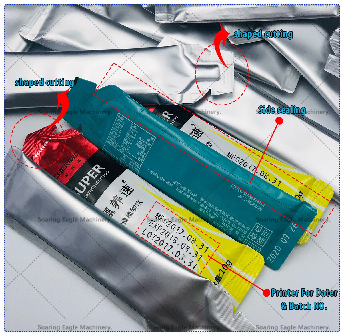 Automatic high quality shaped stick sachet packing machine for Mousse of Salmon olive oil fruit vegetal gel irregular shape bag Automatic high quality shaped stick sachet packing machine for Mousse of Salmon olive oil fruit vegetal gel irregular shape bag