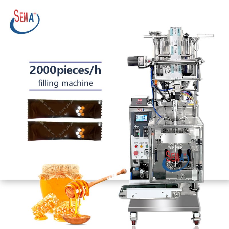 High quality cream paste honey cosmetic 3 sides seal sachet packing machine High quality cream paste honey cosmetic 3 sides seal sachet packing machine
