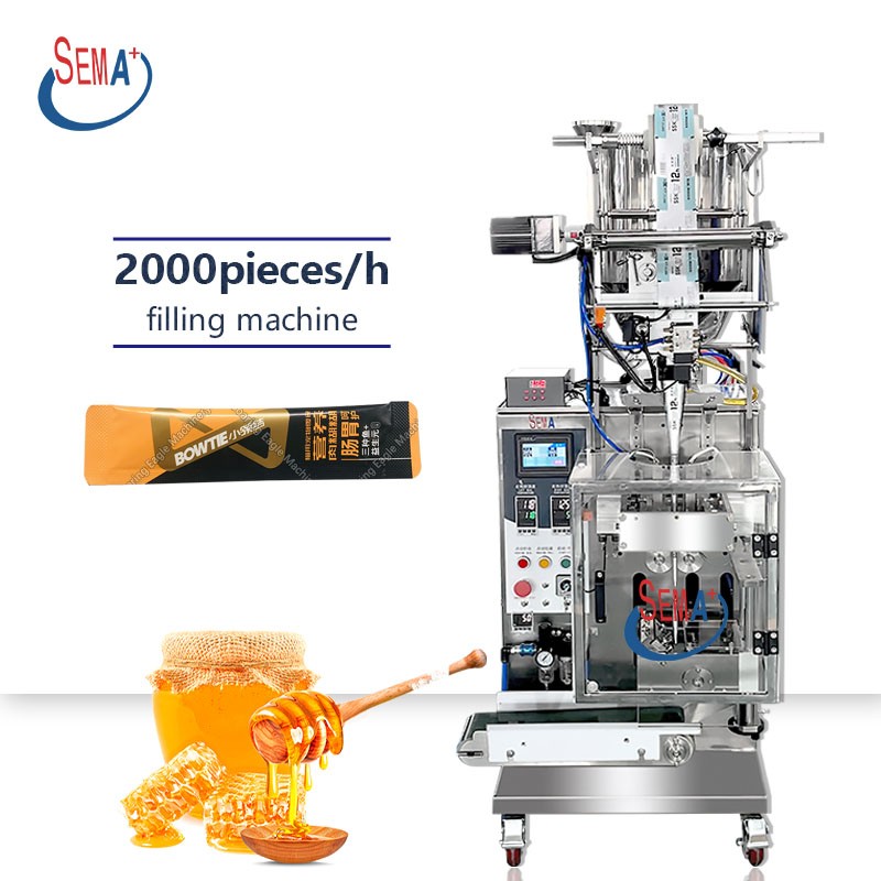 High speed Three Four Side Sealed Pouch Cheese Honey Sauce Juice Sachet Filling Packing Machine