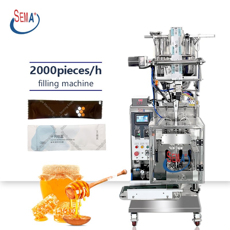 High quality cream paste honey cosmetic 3 sides seal sachet packing machine High quality cream paste honey cosmetic 3 sides seal sachet packing machine