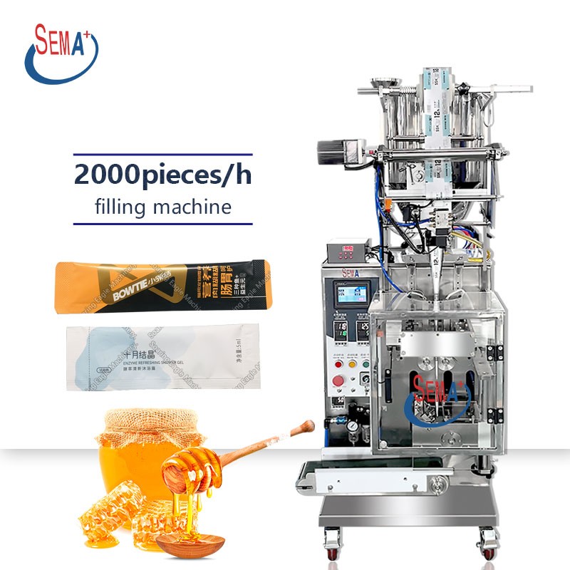 Automatic straight corner round corner jelly honey ketchup sauce sealing filling sachet packing machine