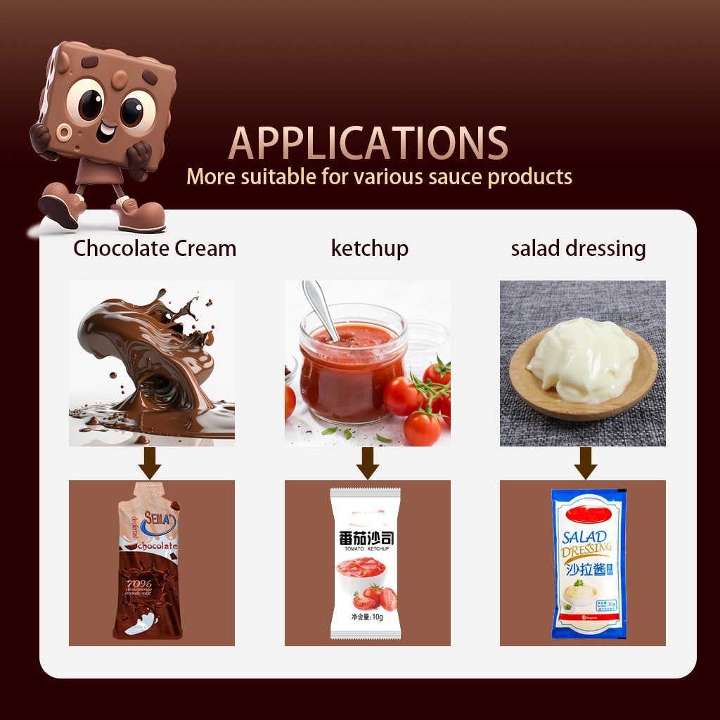 Multi functional back sealed chocolate sauce irregular sachet packing machine Multi functional back sealed chocolate sauce irregular sachet packing machine