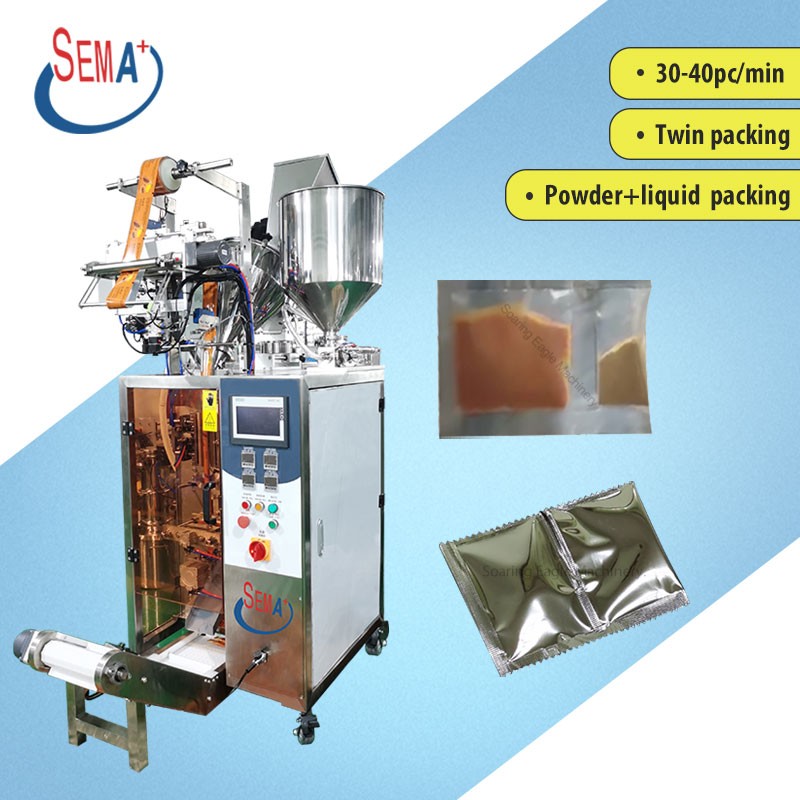 Automatic one machine two pump both liquid and powder sachet stick packing machine