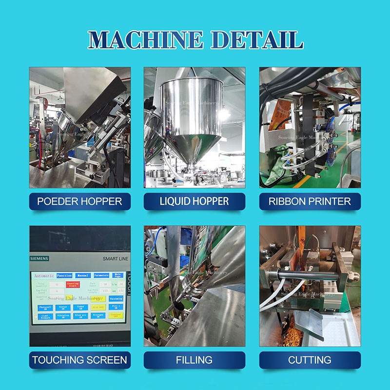 Two pump powder cream liquid stick sachet packing machine Two pump powder cream liquid stick sachet packing machine