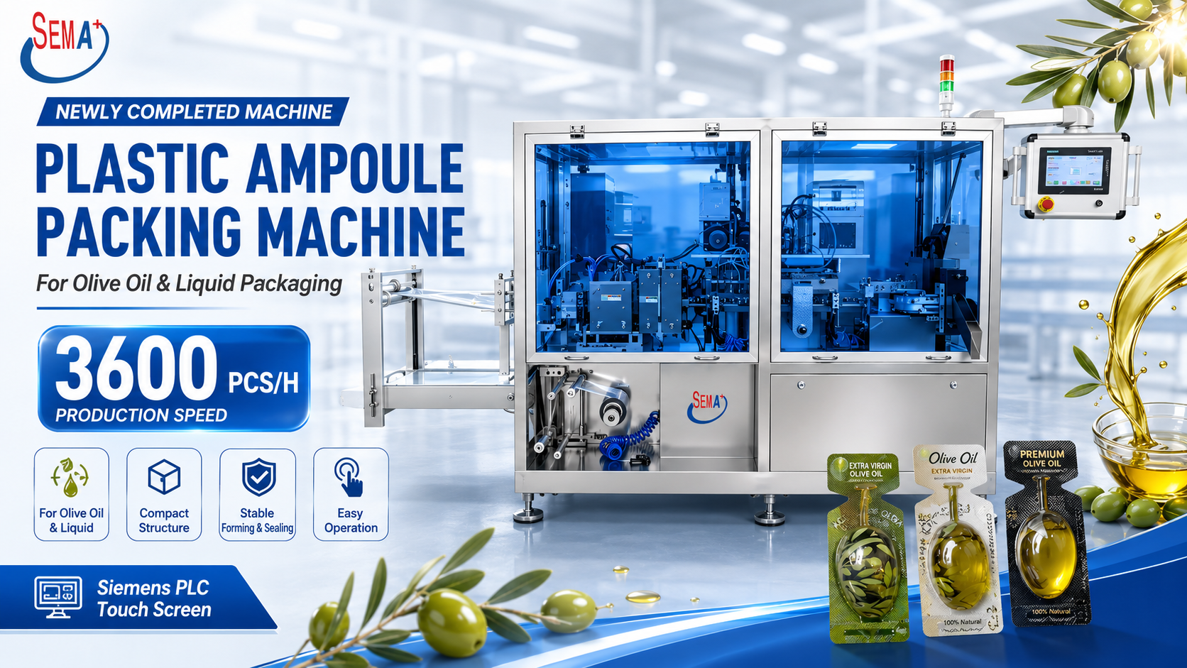 Newly Completed Plastic Ampoule Packing Machine for Olive Oil and Liquid Packaging