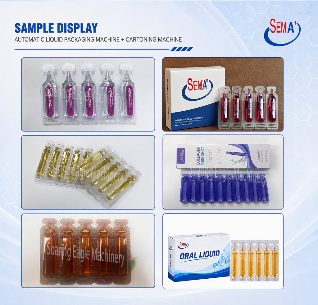 Automatic Liquid Ampoule Packing Machine 6000 Packs/H with Forming Filling Sealing Cartoning Automatic Liquid Ampoule Packing Machine 6000 Packs/H with Forming Filling Sealing Cartoning