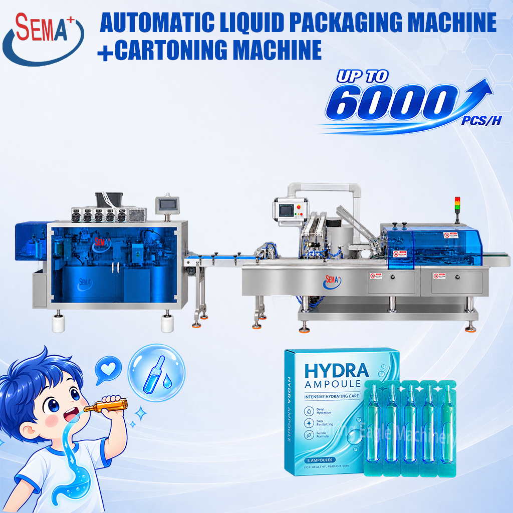 Automatic Liquid Ampoule Packing Machine 6000 Packs/H with Forming Filling Sealing Cartoning