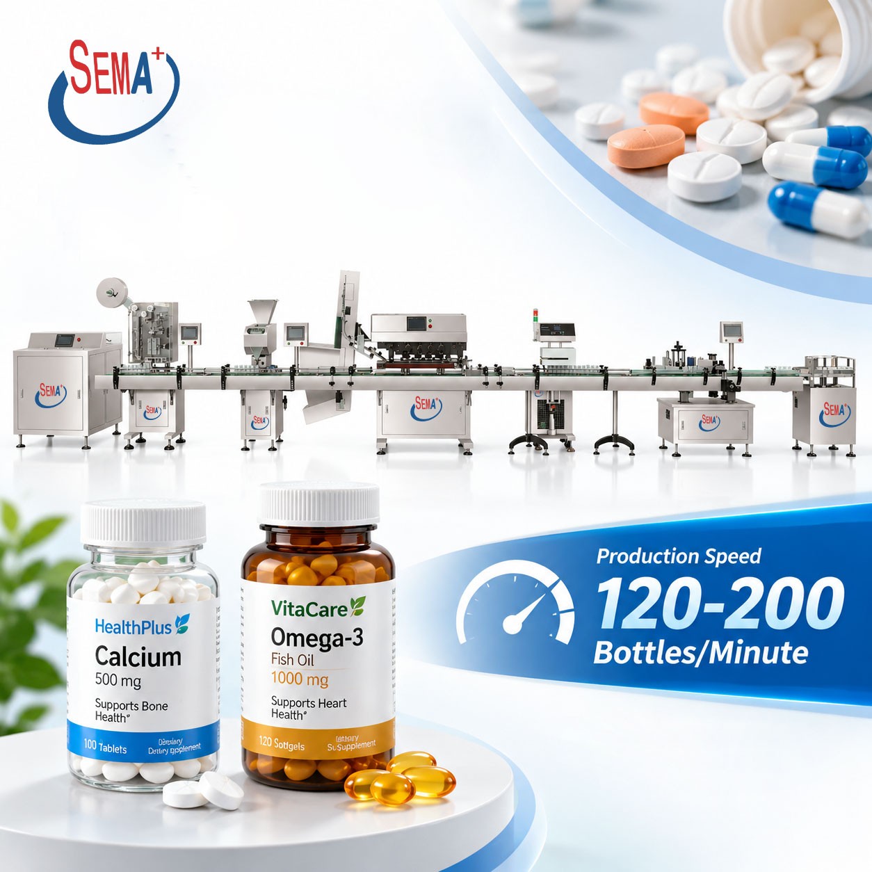 Automatic Capsule Bottle Packing Machine Counting Filling Capping Labeling Production Line
