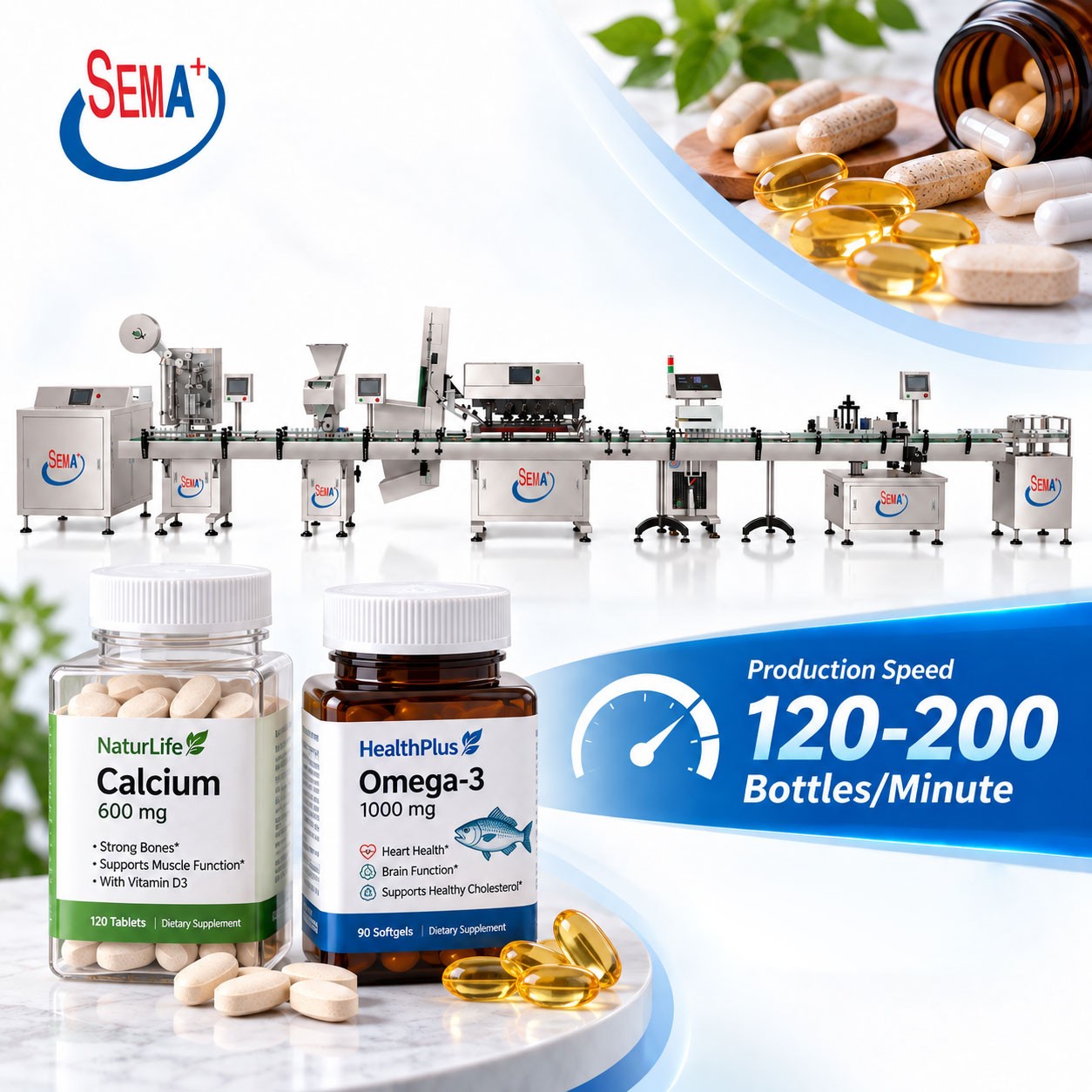 High Speed Capsule Bottle Packing Machine Automatic Counting Filling and Capping SystemLabelingMachineCappingLabeling