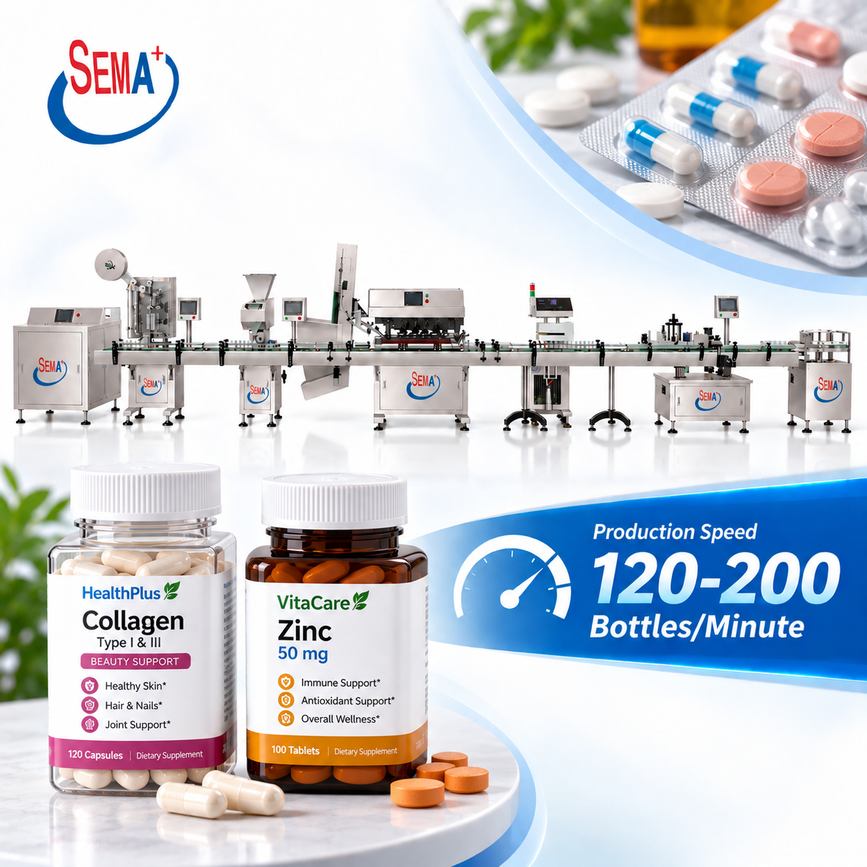 Capsule Tablet Bottle Production Line Automatic Counting Filling Capping and Labeling