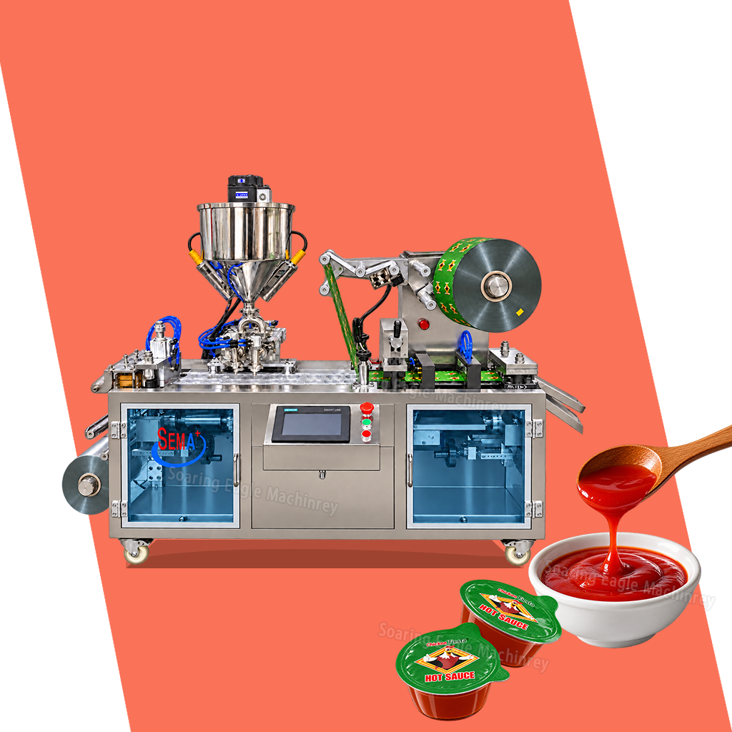 Automatic Sauce Blister Packing Machine Liquid Filling Sealing Cutting Machine