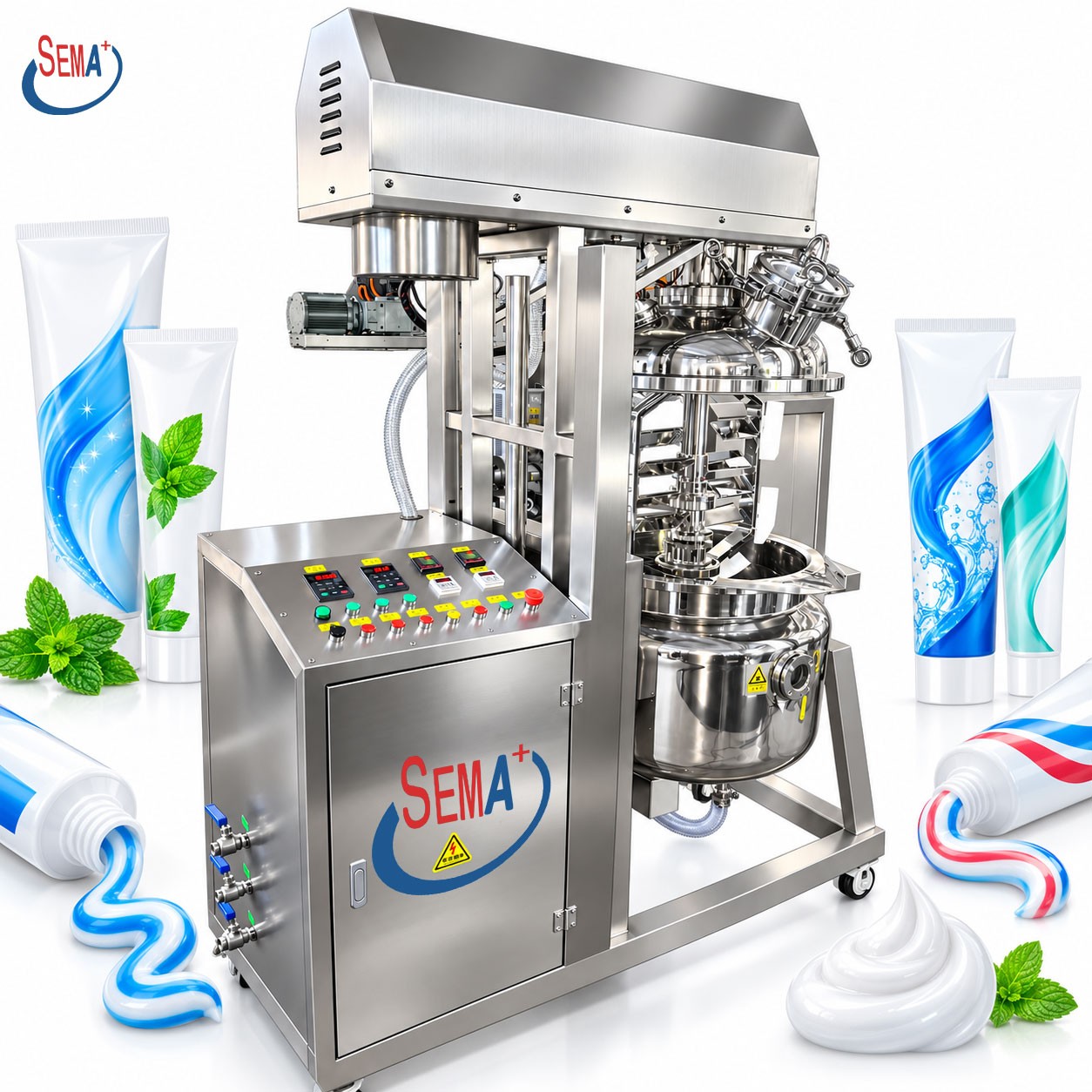 100L Vacuum Emulsifying Mixer Machine Cosmetic Cream Lotion Making Equipment