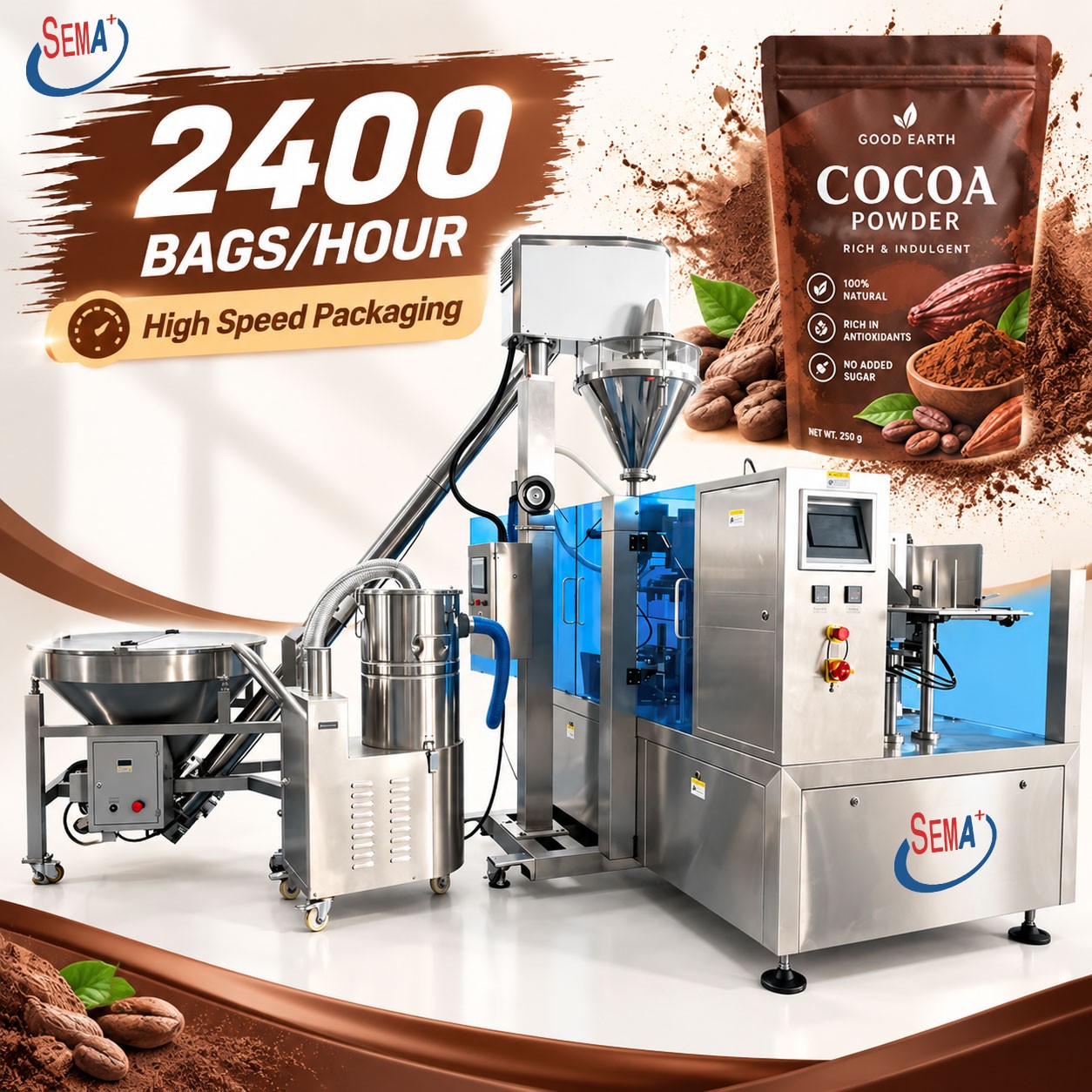 Automatic Premade Powder Bag Packing Machine for Milk Coffee Flour Protein Powder
