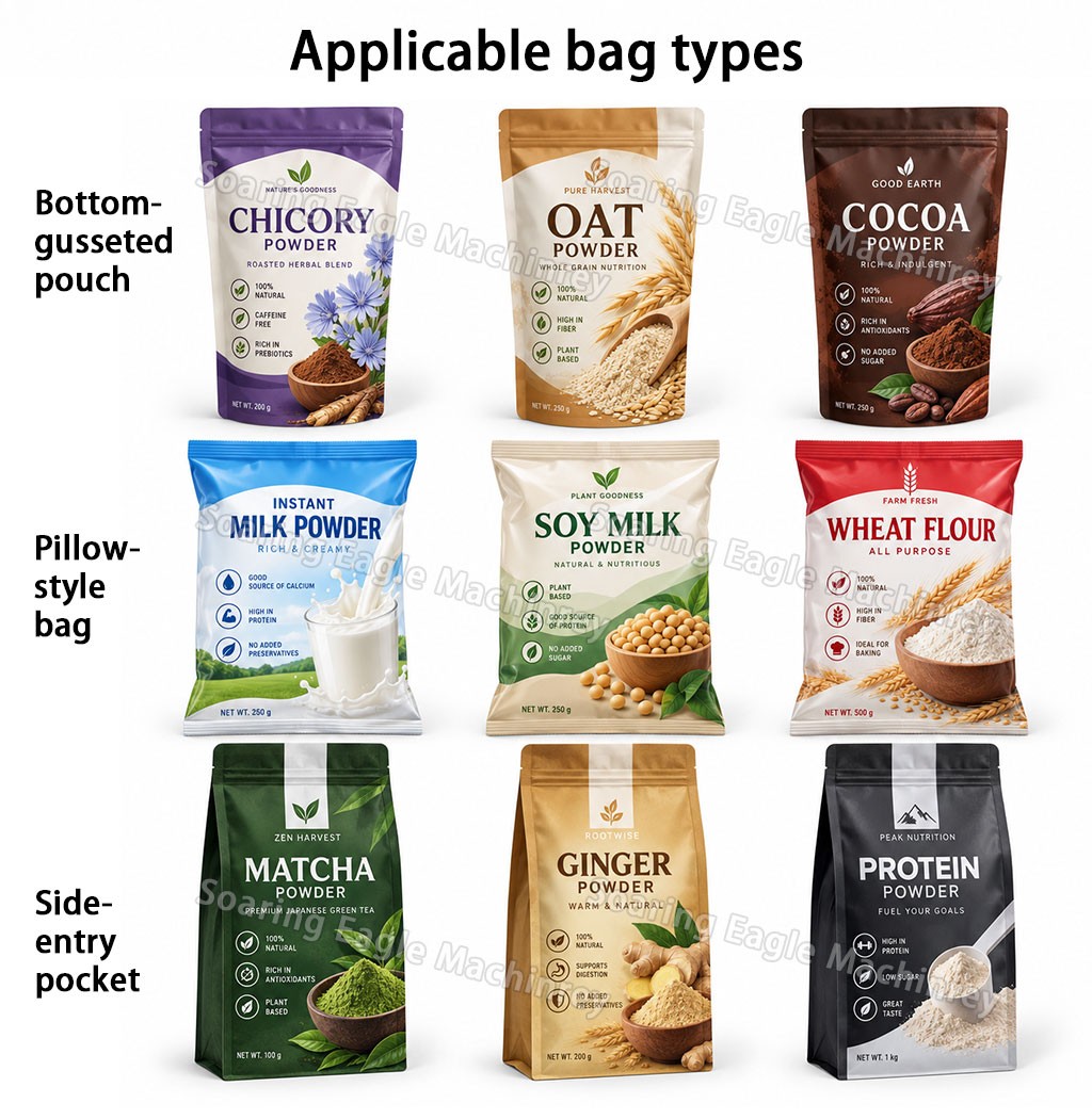 Food Powder Packing Machine Automatic Premade Bag Filling Sealing Machine with Powder Loader