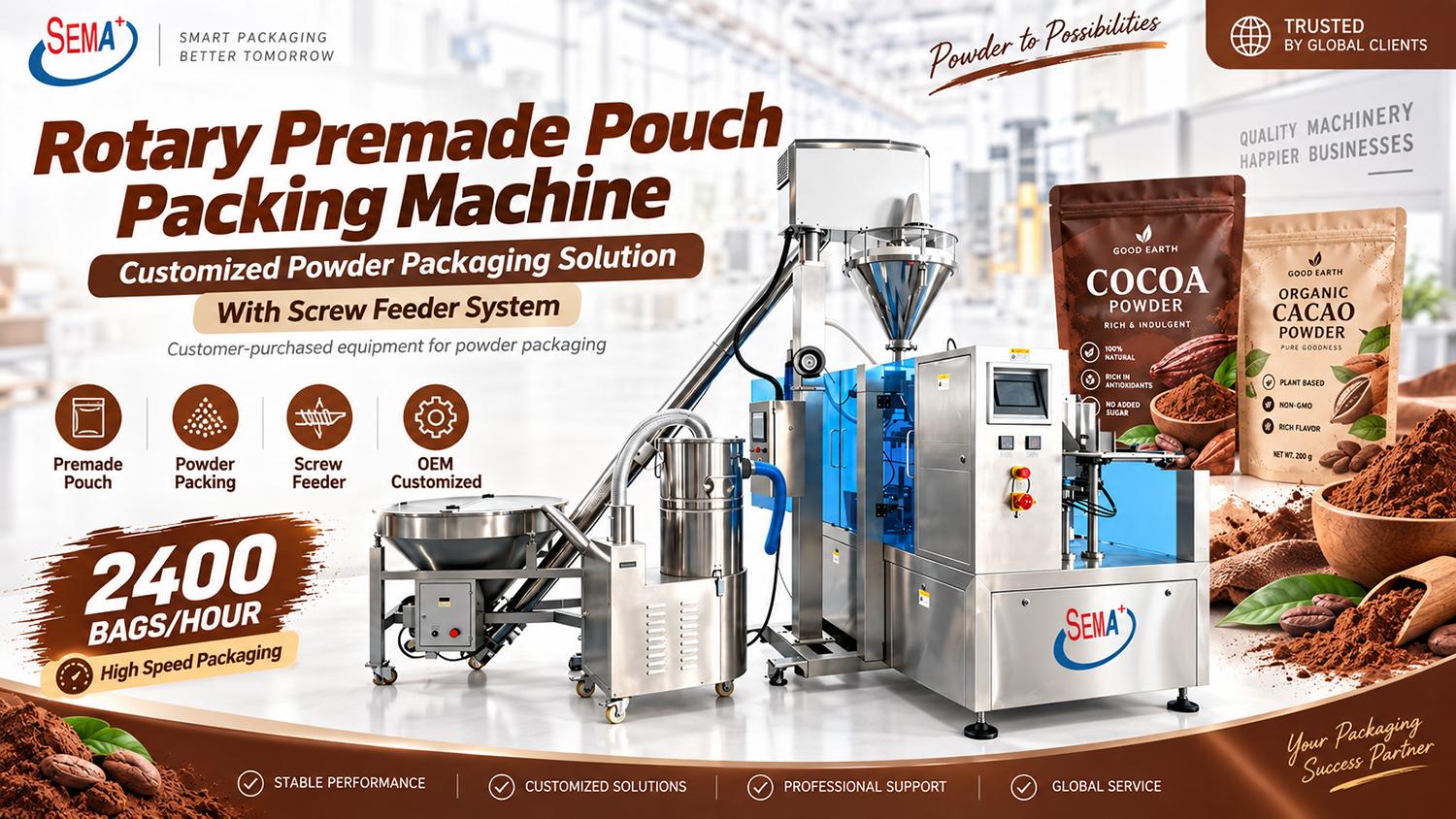 Customized Rotary Premade Pouch Packing Machine for Powder Products