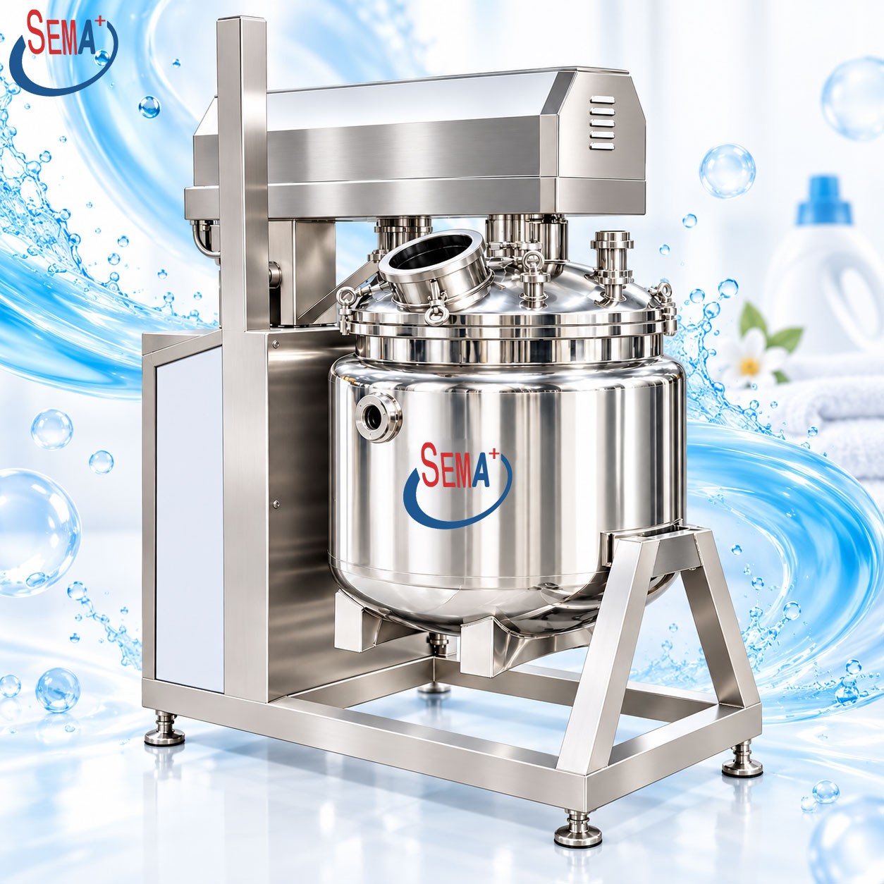 300L Vacuum Homogenizing Emulsifying Machine for Skincare Cream Lotion Shampoo Making