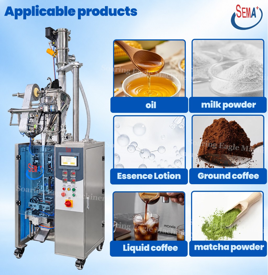 Automatic VFFS Powder and Liquid Packing Machine Forming Filling Sealing Cutting System Automatic VFFS Powder and Liquid Packing Machine Forming Filling Sealing Cutting System