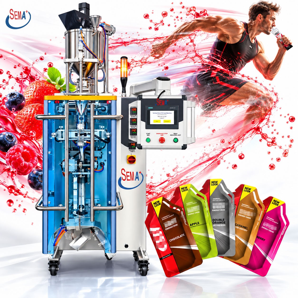 Automatic Liquid Stick Pack Packaging Machine for Energy Drinks Juice Sports Beverages