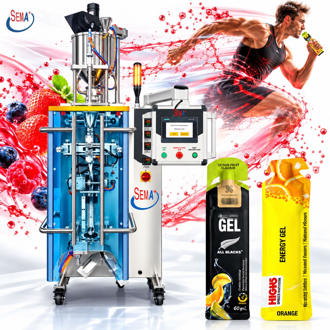 High Efficiency Liquid Energy Drink Sachet Packing Machine with Siemens PLC Touch Screen High Efficiency Liquid Energy Drink Sachet Packing Machine with Siemens PLC Touch Screen