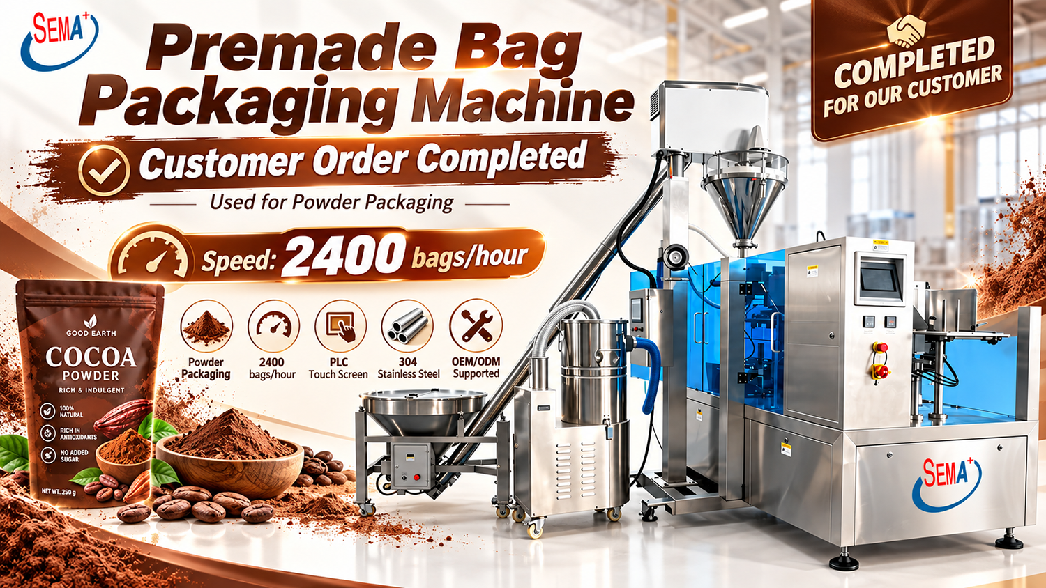 Rotary Premade Pouch Machine for Powder Customer Order Completed
