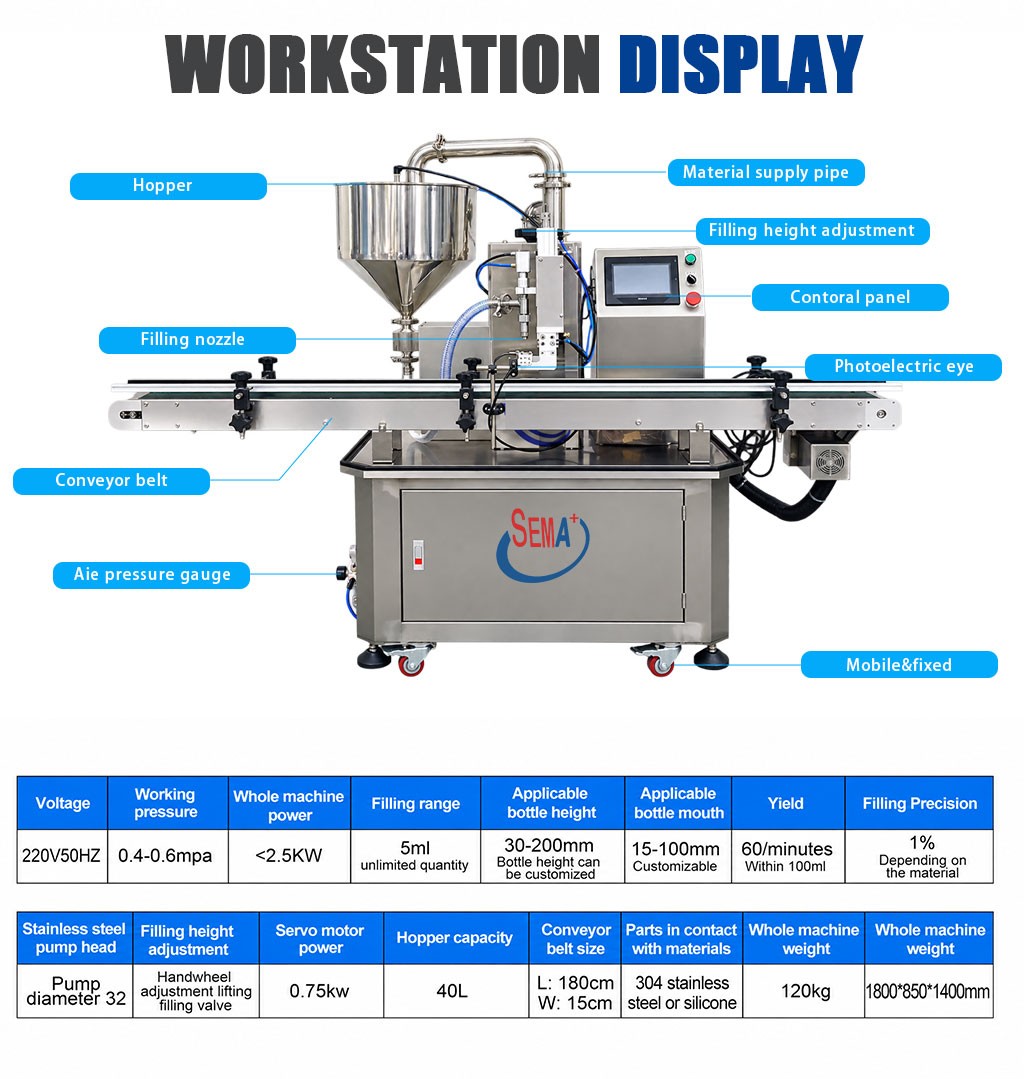 304 Stainless Steel Bottle Filling Machine with Touch Screen Control