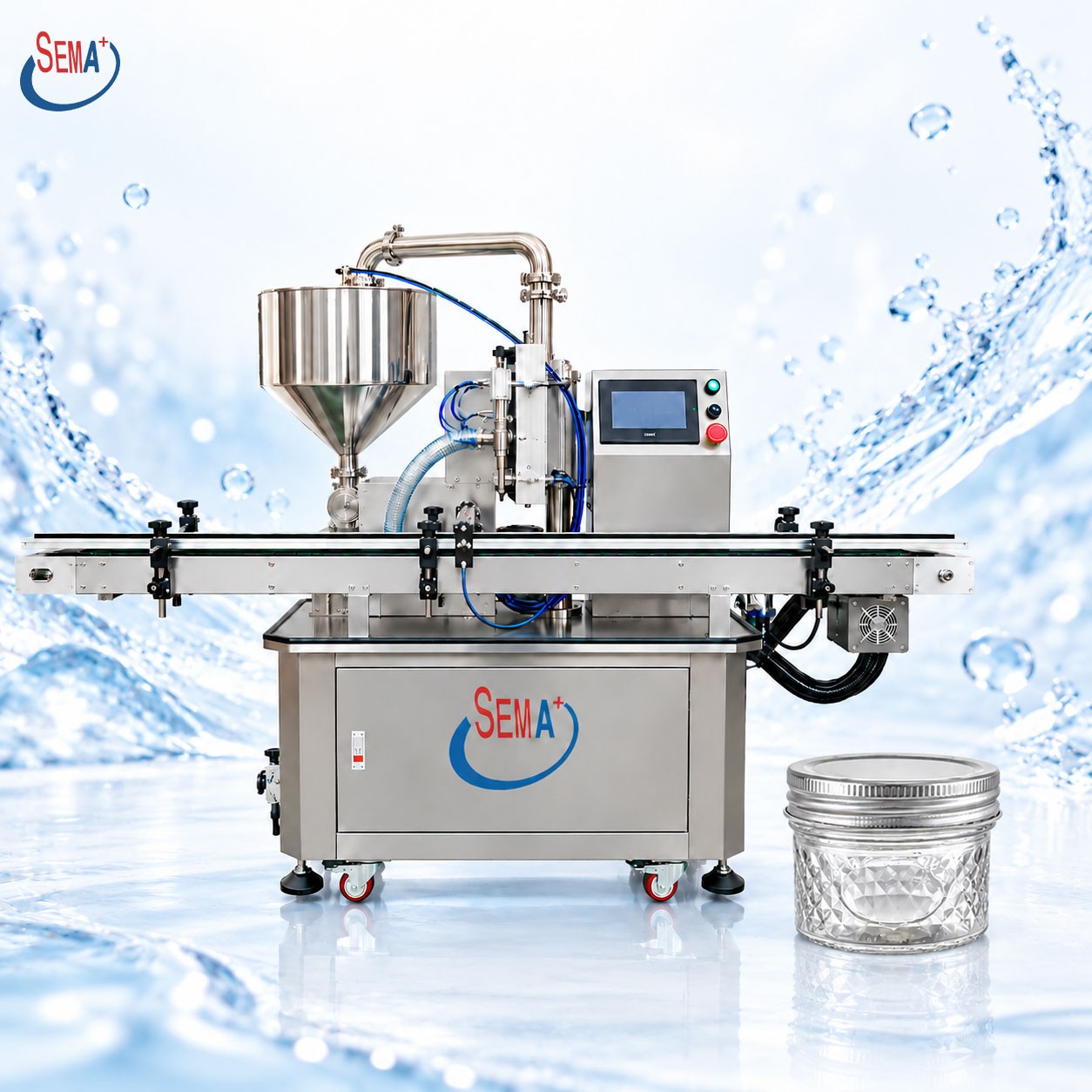 Adjustable Volume Liquid Filling Machine for Bottles and Jars