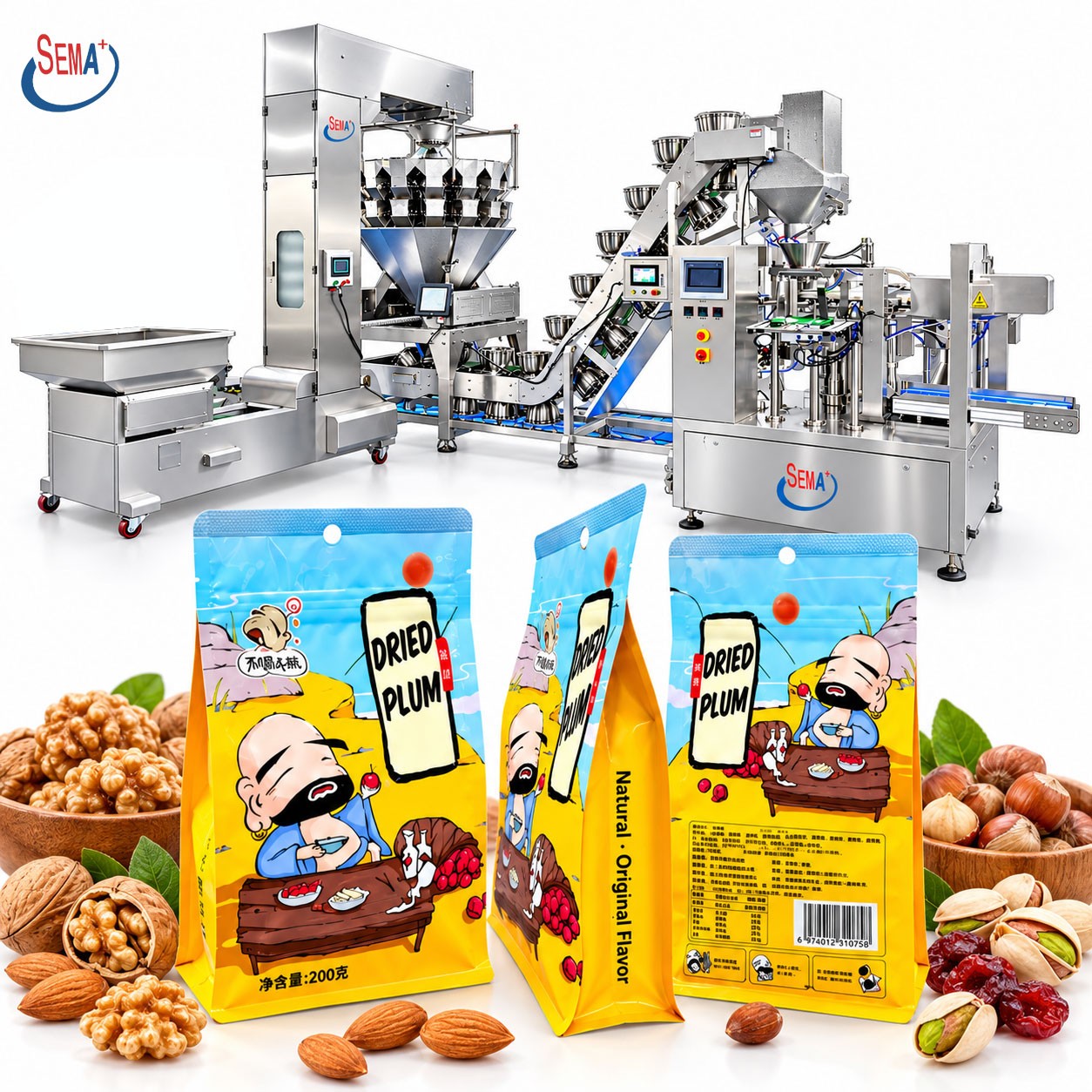 1800 Bags Per Hour Rotary Premade Bag Packing Machine for Fish Balls Nuts and Snacks