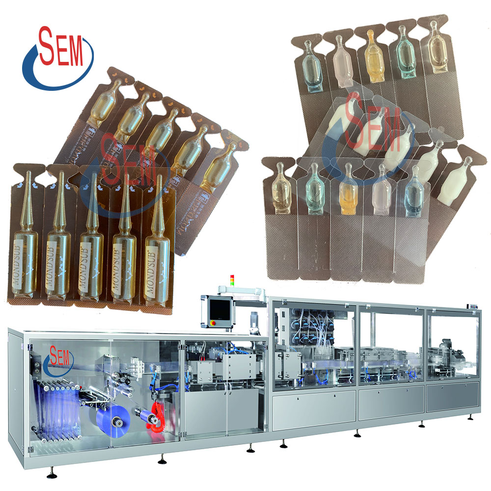 Plastic ampoule filling sealing machine and labeling machine